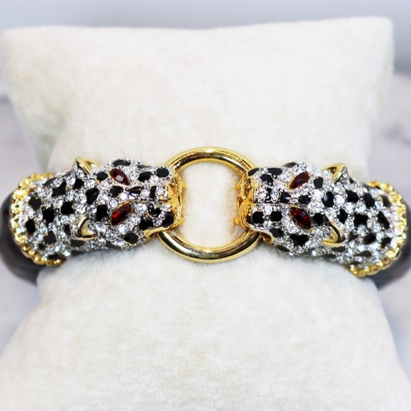 ⚜️ Exquisite Rare Vintage Kenneth Lane Crystal Leopard Bracelet - Picture 3 of 13